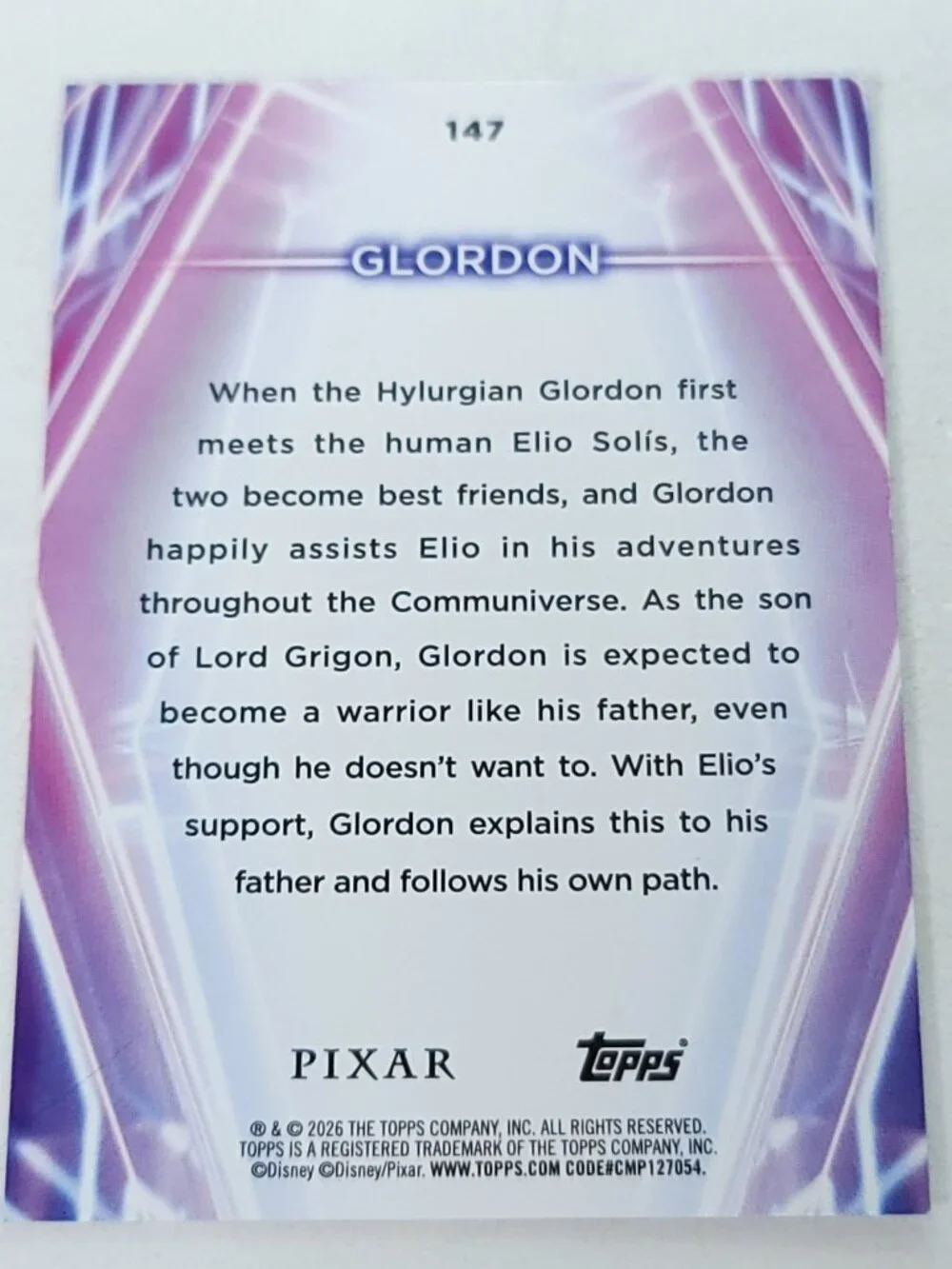Glordon Topps 2026 Disney Neon Holo Parallel Refractor Limited 70/99